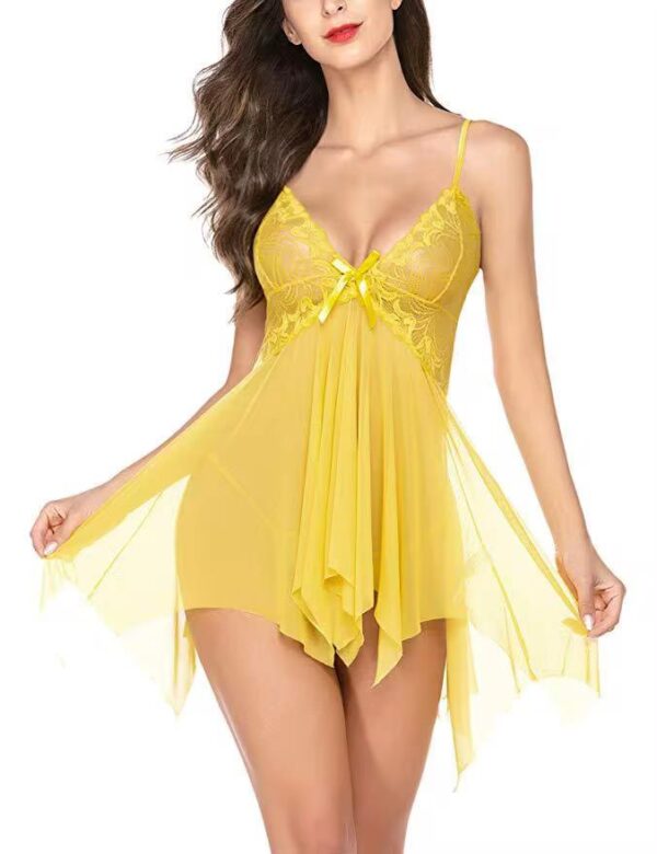 Hot Selling Lace Babydoll Strap Chemise V Neck Nightwear Sleepwear Nightdress Lingerie for Women